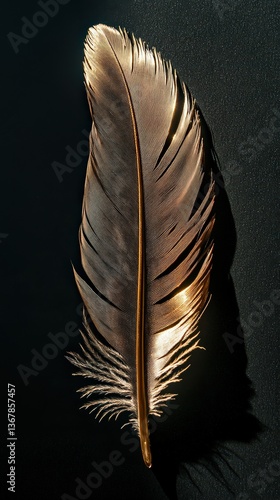 Wallpaper Mural Golden feather with shadow on dark surface, mobile friendly Torontodigital.ca