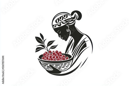 Elegant Black and White Logo Rwandan Coffee Harvest