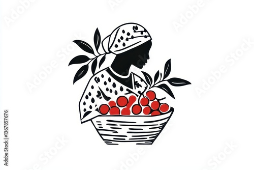 Elegant Minimalist Black and White Logo Rwandan Coffee Harvest