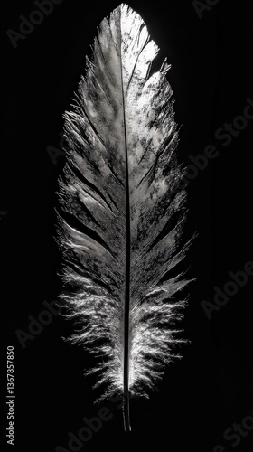 Wallpaper Mural Backlit white feather on black background, mobile friendly Torontodigital.ca