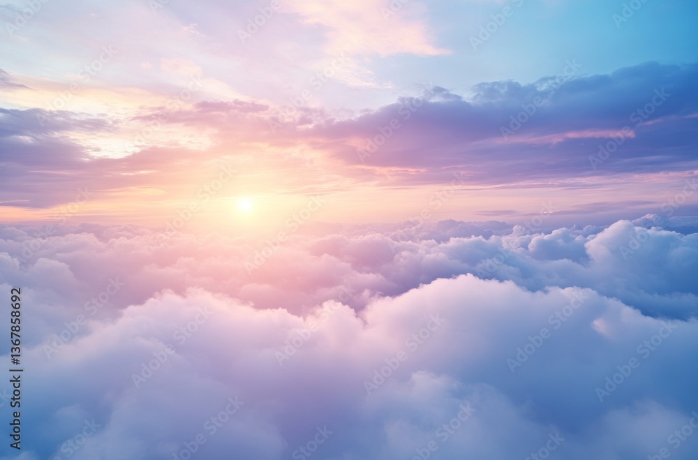 Sky Above Clouds with Sun Shining at Dusk or Dawn Sky Above Clouds with Sun Shining at Dusk or Dawn