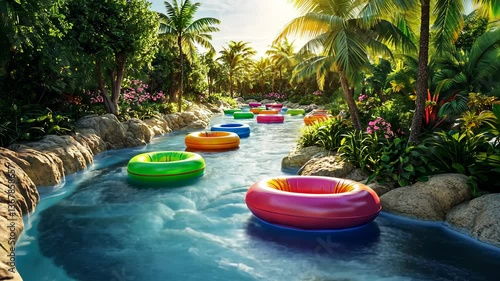 Lazy River Paradise: Tropical Getaway and Colorful Fun