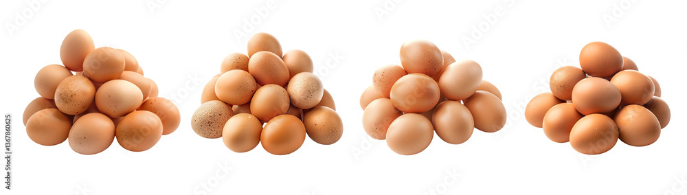 A pile of chicken eggs isolated on a white background A pile of chicken eggs isolated on a white background