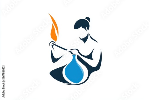 Minimalist Black and White Logo Artisan Glassblowing Design