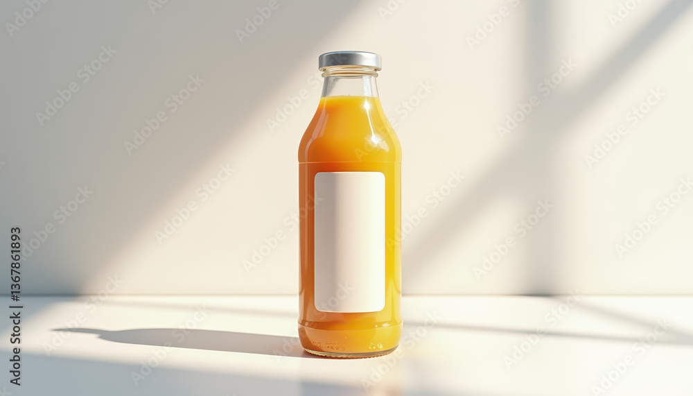 Slim bottle mockup. Clear slim bottle mockup with juice and label space Slim bottle mockup. Clear slim bottle mockup with juice and label space