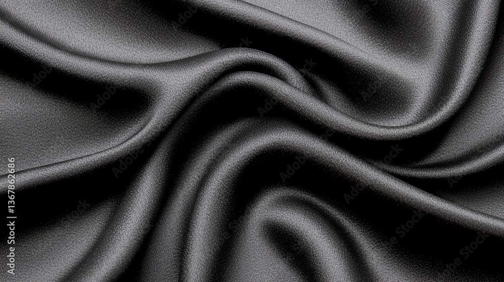 Obraz premium realistic silk fabric folds, soft edge lighting, with diffused background particles, modern and sleek, realistic style, black background