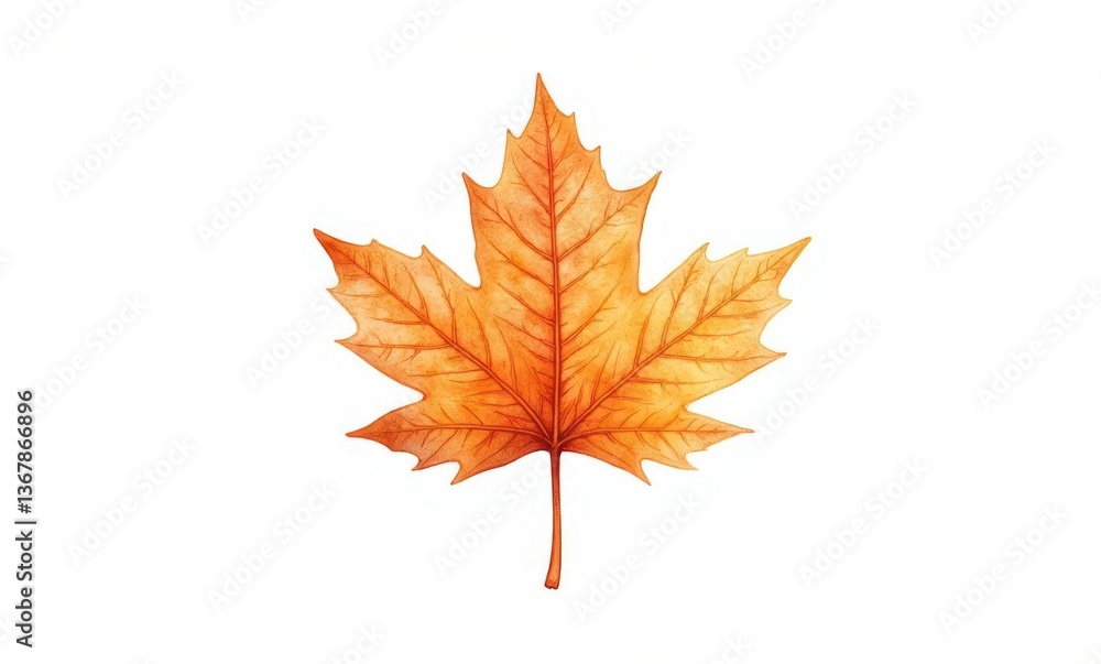Vibrant orange autumn maple leaf Vibrant orange autumn maple leaf