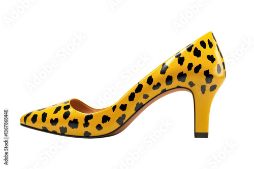 Wallpaper Mural Stylish yellow leopard print heels, a confident statement piece with a sleek pointed toe and delicate kitten heel. Torontodigital.ca
