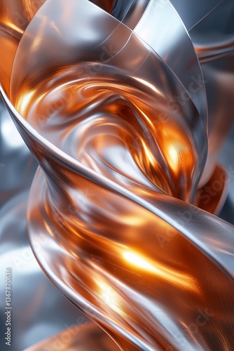 Abstract metallic forms with shiny reflections