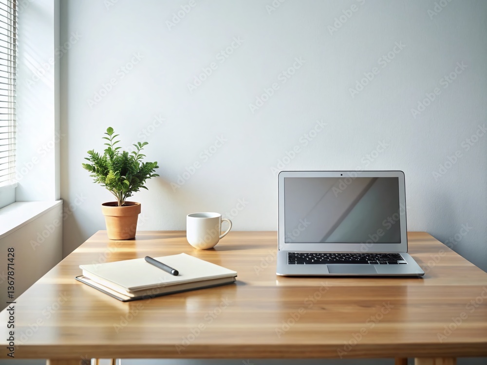 Modern Minimalist Office Desk Setup with Copy Space for Branding - Right Side Composition Modern Minimalist Office Desk Setup with Copy Space for Branding - Right Side Composition