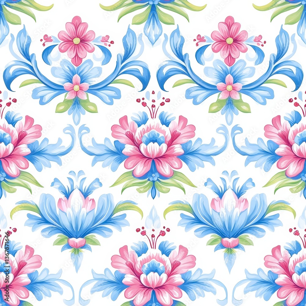 Seamless pattern with Floral Damask Ornamental Pattern