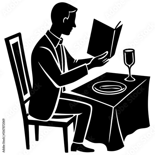 A silhouette of a person looking at a menu in a restaurant