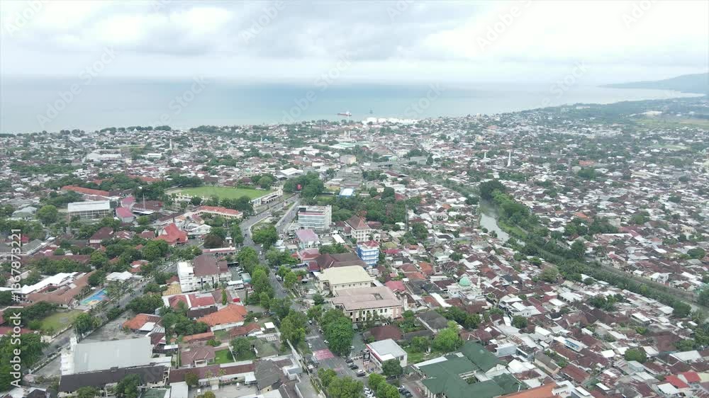Aerial view of Mataram city, West Lombok, West Nusa Tenggara, Indonesia. Aerial view of Mataram city, West Lombok, West Nusa Tenggara, Indonesia.
