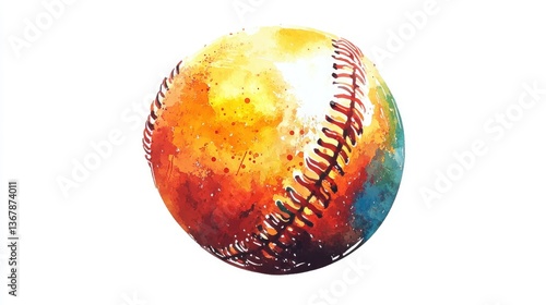 Vibrant Artistic Baseball  A Colorful Twist on a Sports Classic isolated on white background