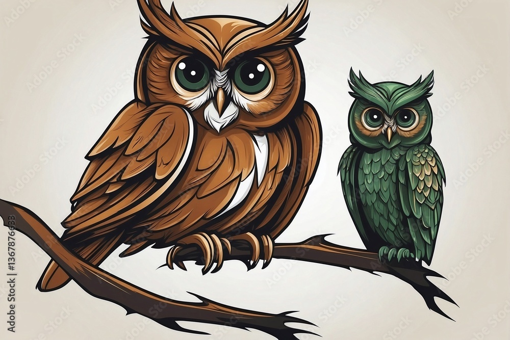Minimalist Bright Logo Featuring a Cute Owl in a Circle on a Clean White Background