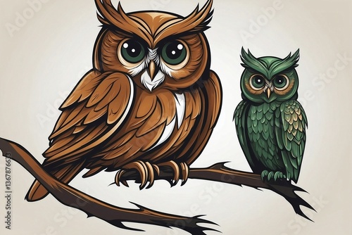 Minimalist Bright Logo Featuring a Cute Owl in a Circle on a Clean White Background