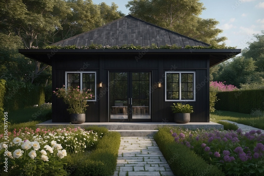 Cozy Single-Story Cottage with Flowers in Front: Minimalist Design and Comfort in Every Detail