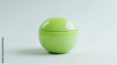 A shiny yellow , green  3D sphere with a black circular reflection element placed on a smooth beautiful background