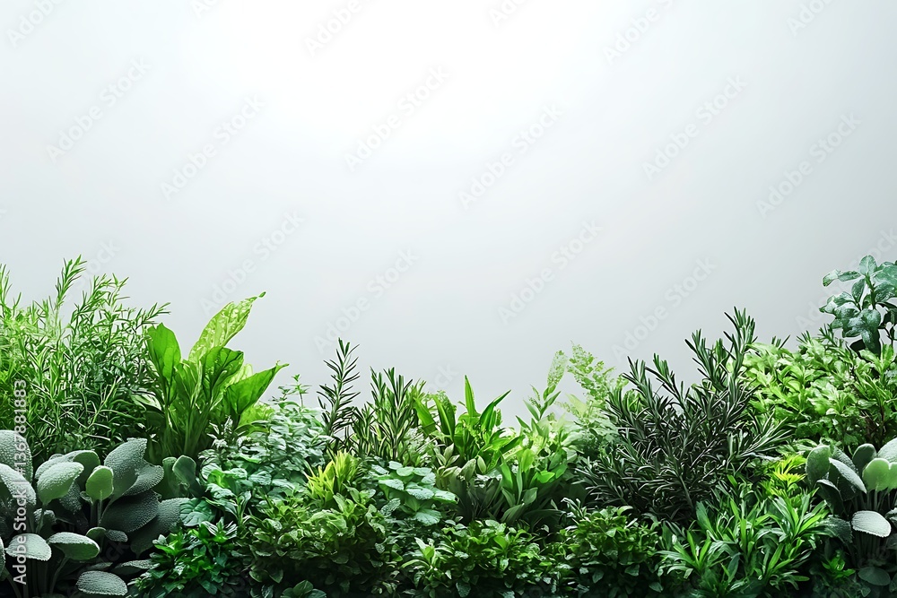 Obraz premium Vibrant Green Plants in a Garden Setting