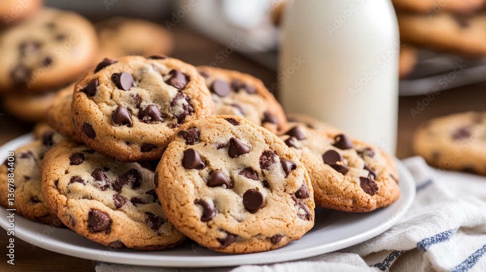 Chocolate Chip Cookies with Milk a Classic Comfort Food Dessert Treat Chocolate Chip Cookies with Milk a Classic Comfort Food Dessert Treat