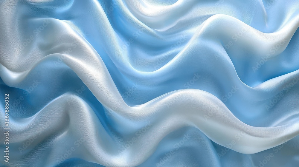 Obraz premium Blue silk fabric waves, soft texture background, design, fashion