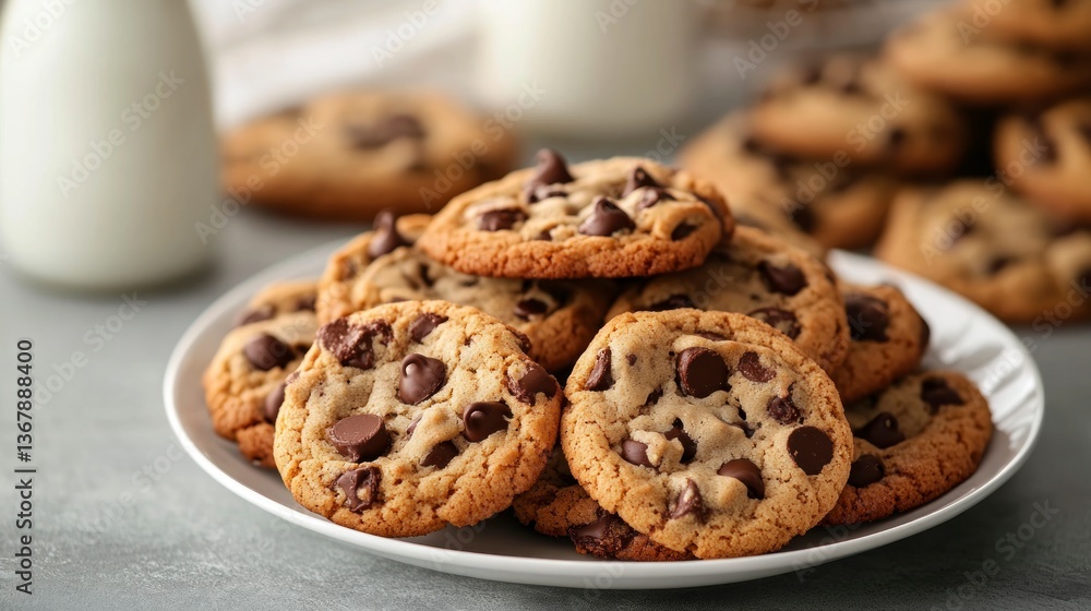 Enjoying Homemade Chocolate Chip Cookies with Milk for a Delicious Snack Enjoying Homemade Chocolate Chip Cookies with Milk for a Delicious Snack
