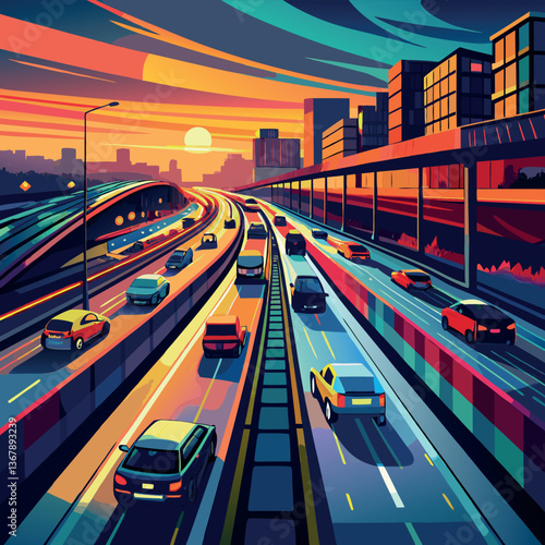 traffic in city background 