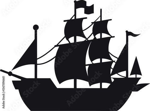 pirate ship silhouette vector
