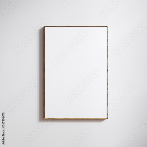 Framed floated canvas mockup close up, 3x5 paper ratio with passepartout and thin frame, 3d render
