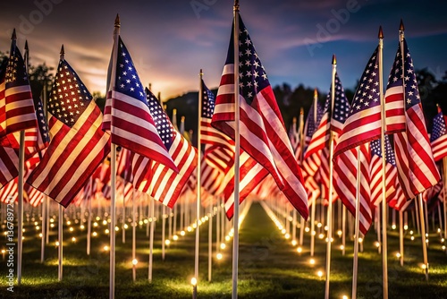 Night Photography: All 50 US State Flags, Illuminated