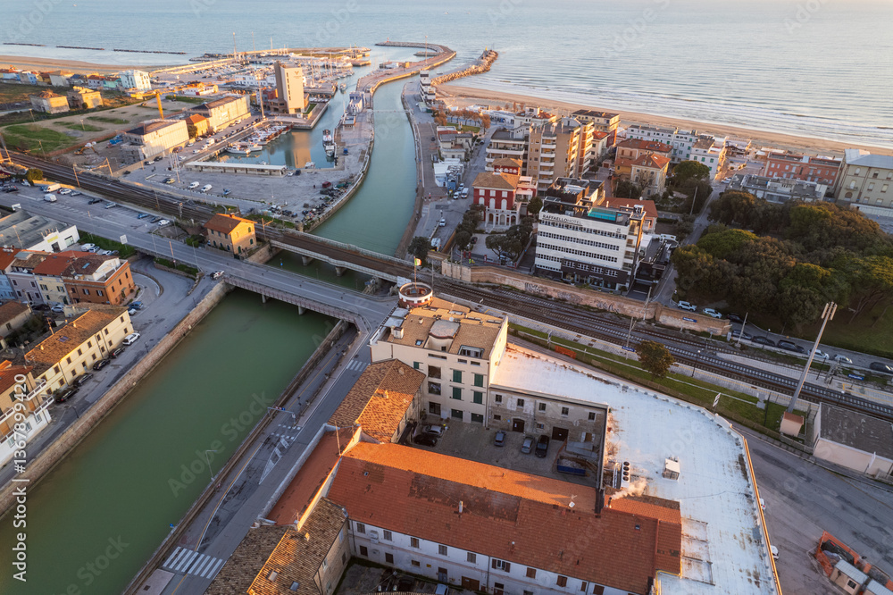 Obraz premium Aerial view of Italian town Senigallia