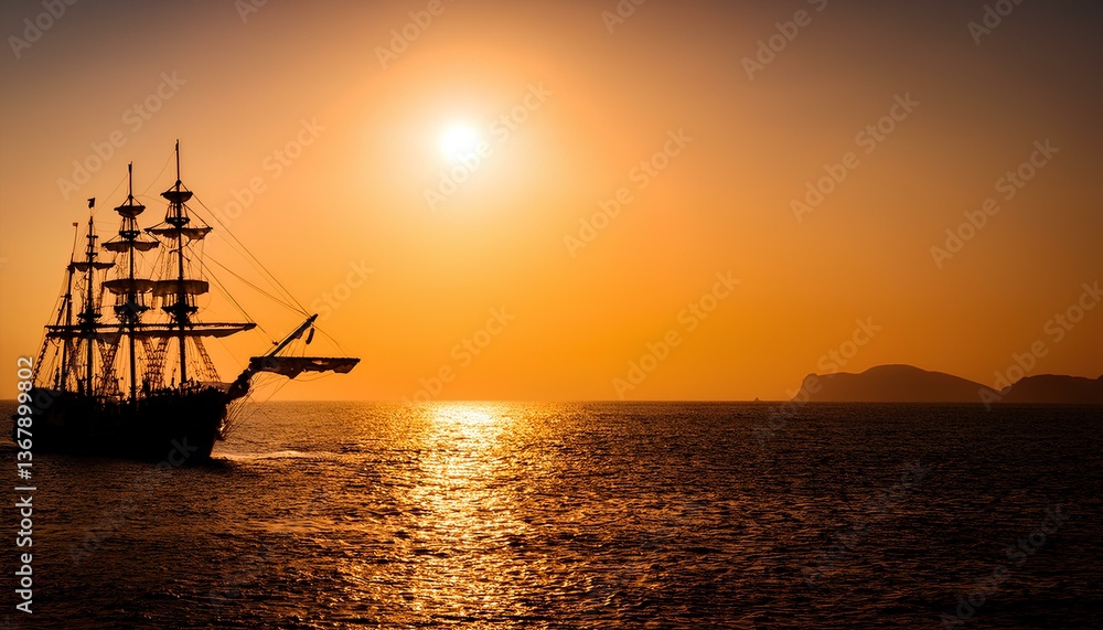 sailboat at sunset with copy space. sailboat at sunset with copy space.
