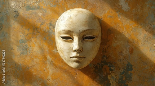 Elegant mask on textured wall