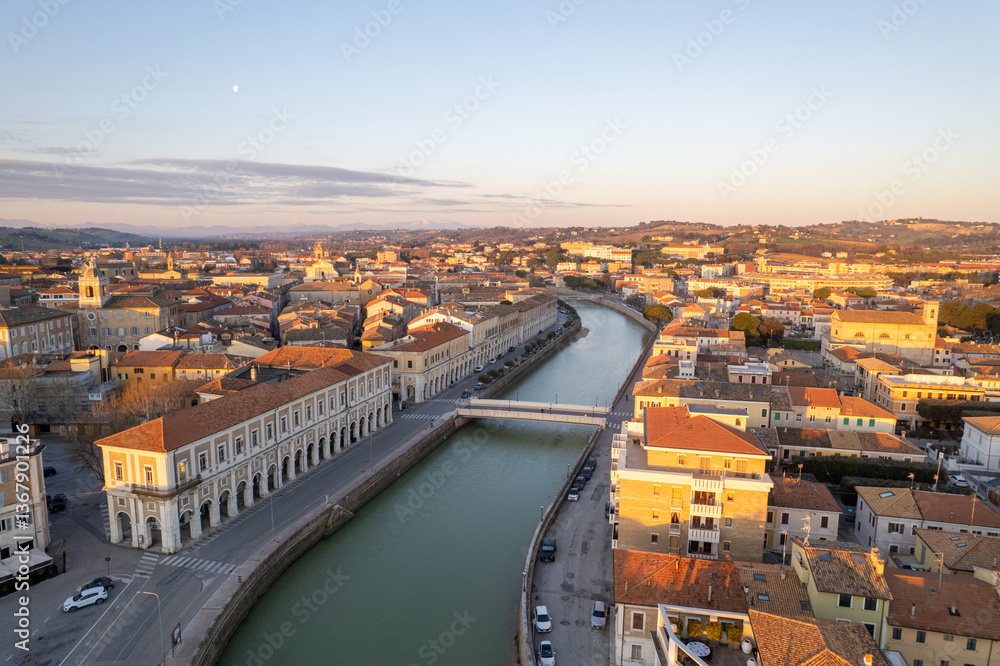 Fototapeta premium Aerial view of Italian town Senigallia