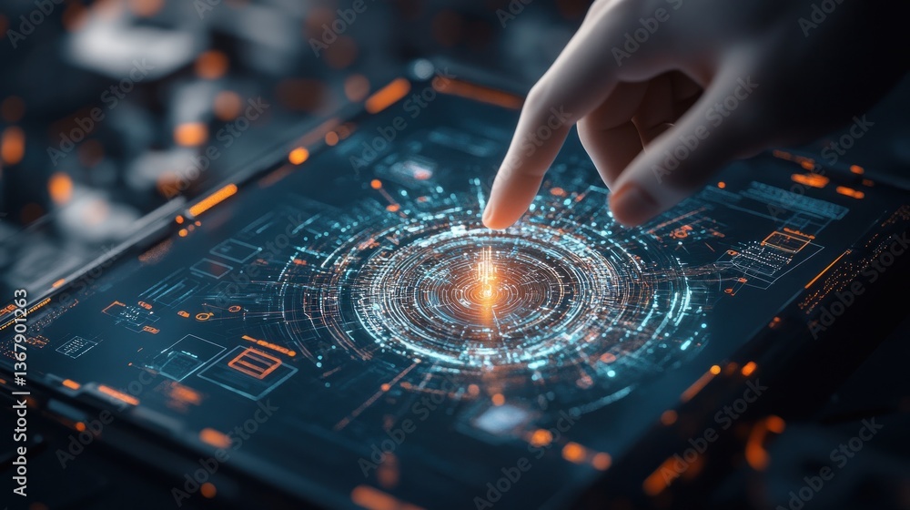 Obraz premium Futuristic interface with glowing circular data