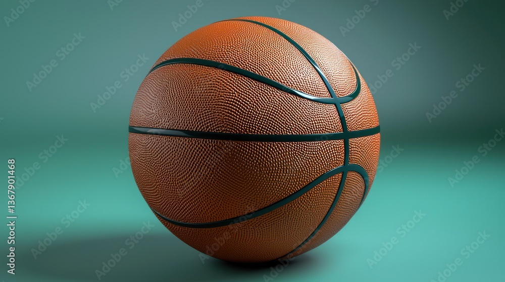 Fototapeta premium Basketball on teal background