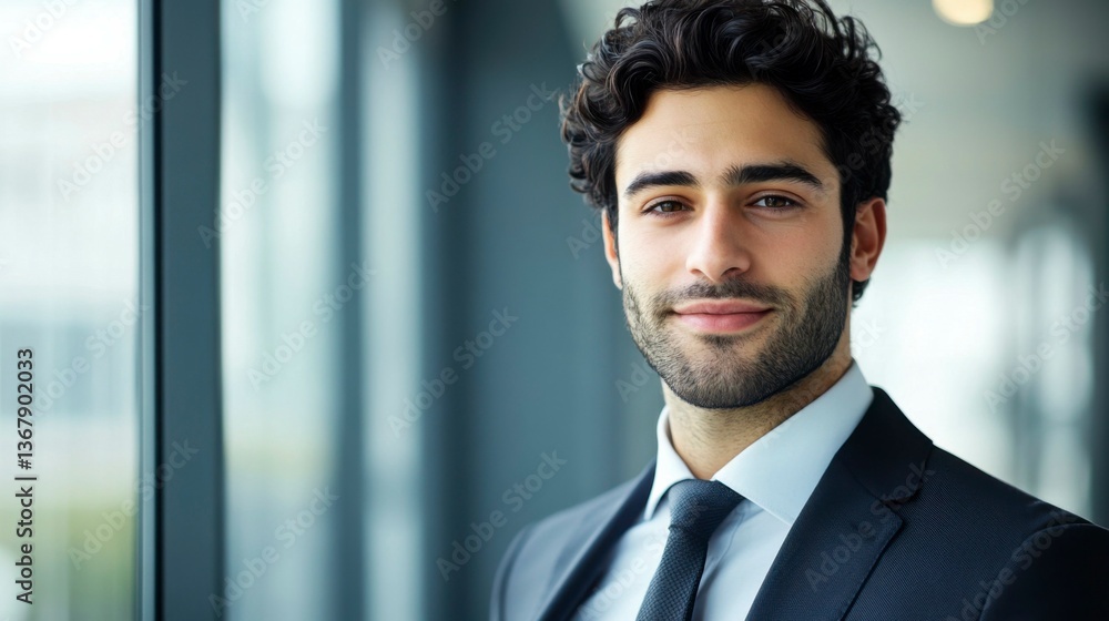 Fototapeta premium Confident business professional in formal attire, embodying leadership and professionalism.