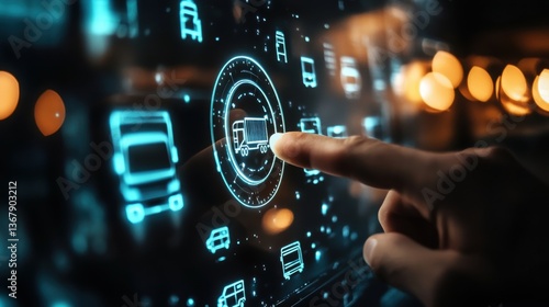 Logistics Technology Concept with Interactive Display