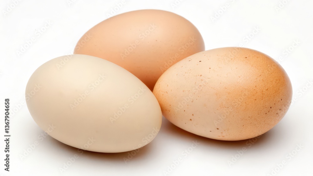 Three Brown Eggs on a White Background Three Brown Eggs on a White Background