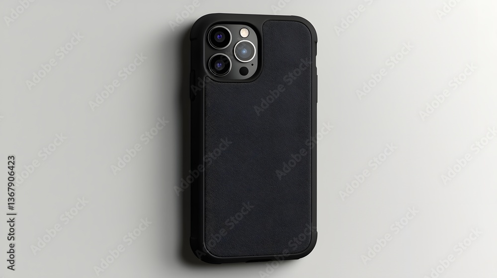 Obraz premium Elegant black smartphone case isolated on a white background perfect for high-quality e-commerce marketing
