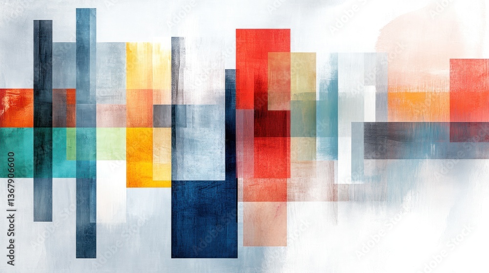 Fototapeta premium Abstract geometric shapes, blended colors