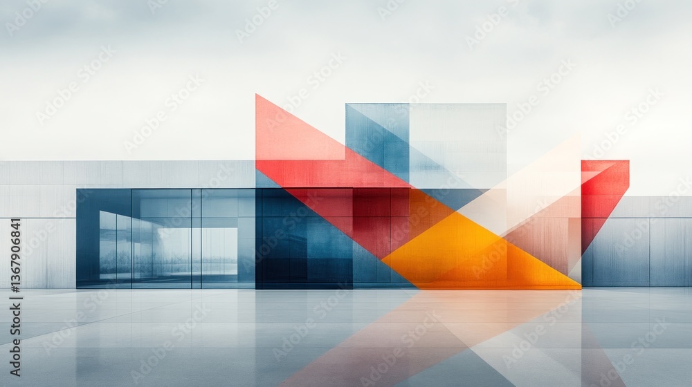 Fototapeta premium Modern architectural design with colorful geometric shapes