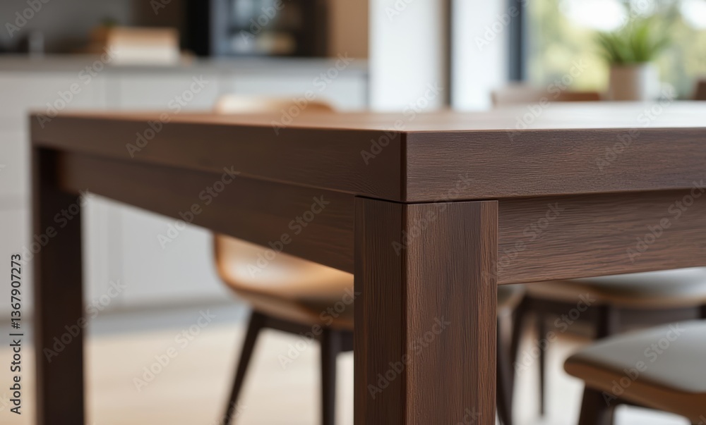 Elegant wooden dining table detail Elegant wooden dining table detail