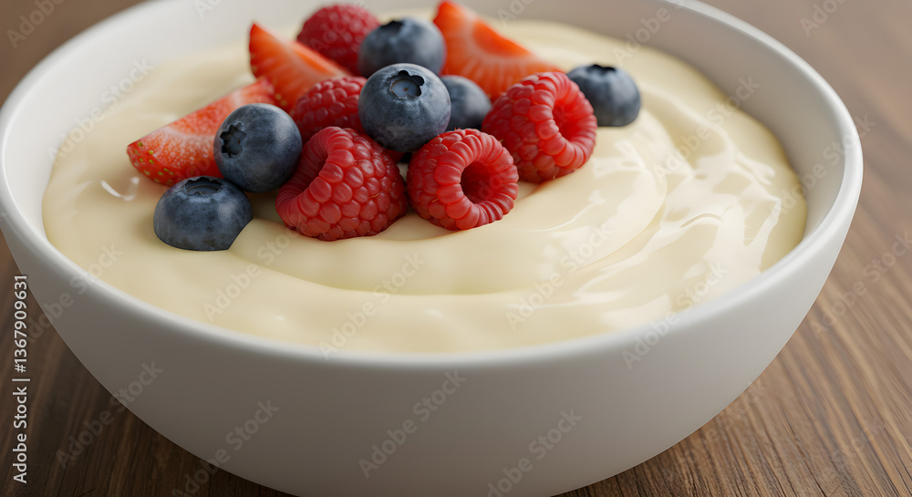 Creamy Vanilla Pudding in White Bowl with Fresh Strawberries, Blueberries, and Raspberries – Smooth and Delicious Dessert – Healthy and Sweet Treat for Breakfast, Snack, or Gourmet Food Photography
Creamy Vanilla Pudding in White Bowl with Fresh Strawberries, Blueberries, and Raspberries – Smooth and Delicious Dessert – Healthy and Sweet Treat for Breakfast, Snack, or Gourmet Food Photography