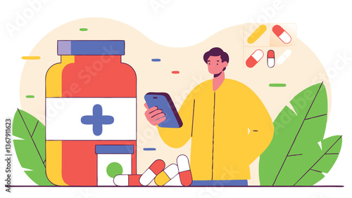 A male pharmacist carefully studies the documentation on the tablet. He is conducting an inventory in the drugstore.