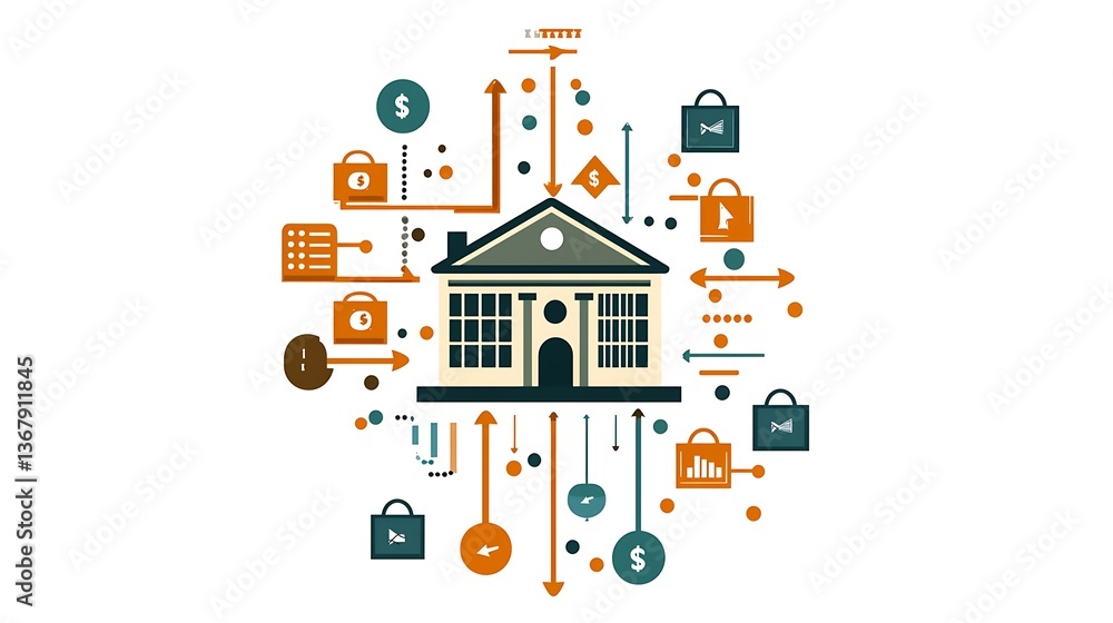 Fototapeta premium Financial institution interconnected system
