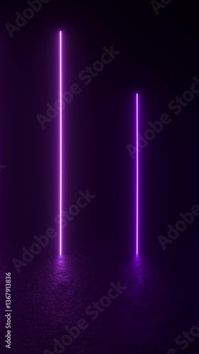 Wallpaper Mural Vibrant purple and blue neon tube lights create a futuristic atmosphere on a black background. 4K 3D Animation Loop Futuristic Sci Fi Lines Torontodigital.ca