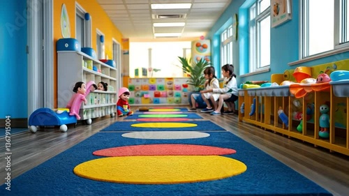 Classroom Corridor: Capture a vibrant classroom corridor, where children play, learn, and grow.