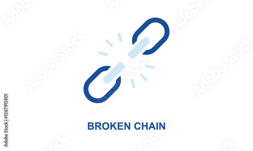 Broken Chain Vector Icon Isolated On White Background