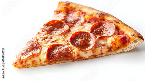 Classic Pizza Slice with Cheesy Toppings and Crispy Pepperoni

